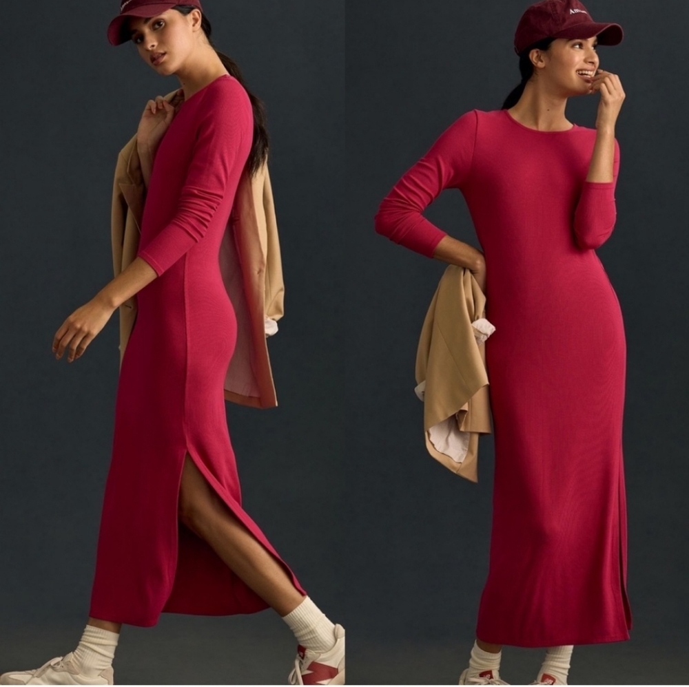 Anthropologie Bordeaux Long-Sleeve Maxi Dress Size XL - Picture 2 of 5